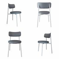 Conjunto 4 Cadeiras De Jantar Kyta Corriente Cinza Claro/courino Preto -est.branca - 2