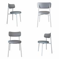 Conjunto 4 Cadeiras De Jantar Kyta Corriente Cinza Claro/courino Preto -est.branca - 3