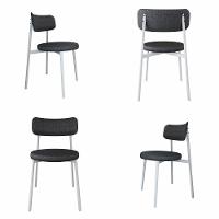 Conjunto 4 Cadeiras De Jantar Kyta Corriente Cinza Claro/courino Preto -est.branca