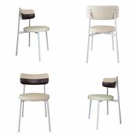 Conjunto 4 Cadeiras De Jantar Kyta Corriente Cinza Claro/courino Preto -est.branca - 5