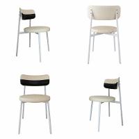 Conjunto 4 Cadeiras De Jantar Kyta Corriente Cinza Claro/courino Preto -est.branca - 6