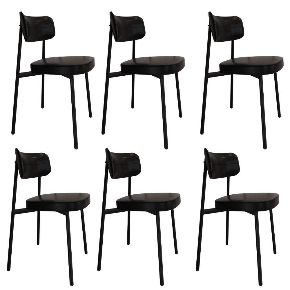 Cadeira Alloa Fixa Com 4 Pés 50 X 44,7 X 83,8 Cm Com 6 Un. Courino Preto - 1