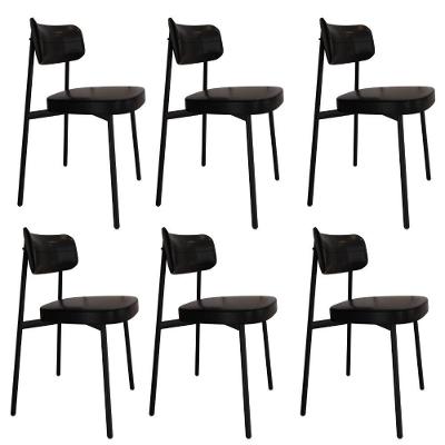 Cadeira Alloa Fixa Com 4 Pés 50 X 44,7 X 83,8 Cm Com 6 Un. Courino Preto