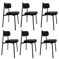 Cadeira Alloa Fixa Com 4 Pés 50 X 44,7 X 83,8 Cm Com 6 Un. Courino Preto - 1