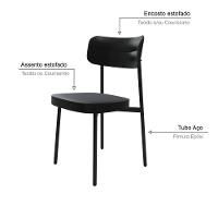 Cadeira Alloa Fixa Com 4 Pés 50 X 44,7 X 83,8 Cm Com 6 Un. Courino Preto