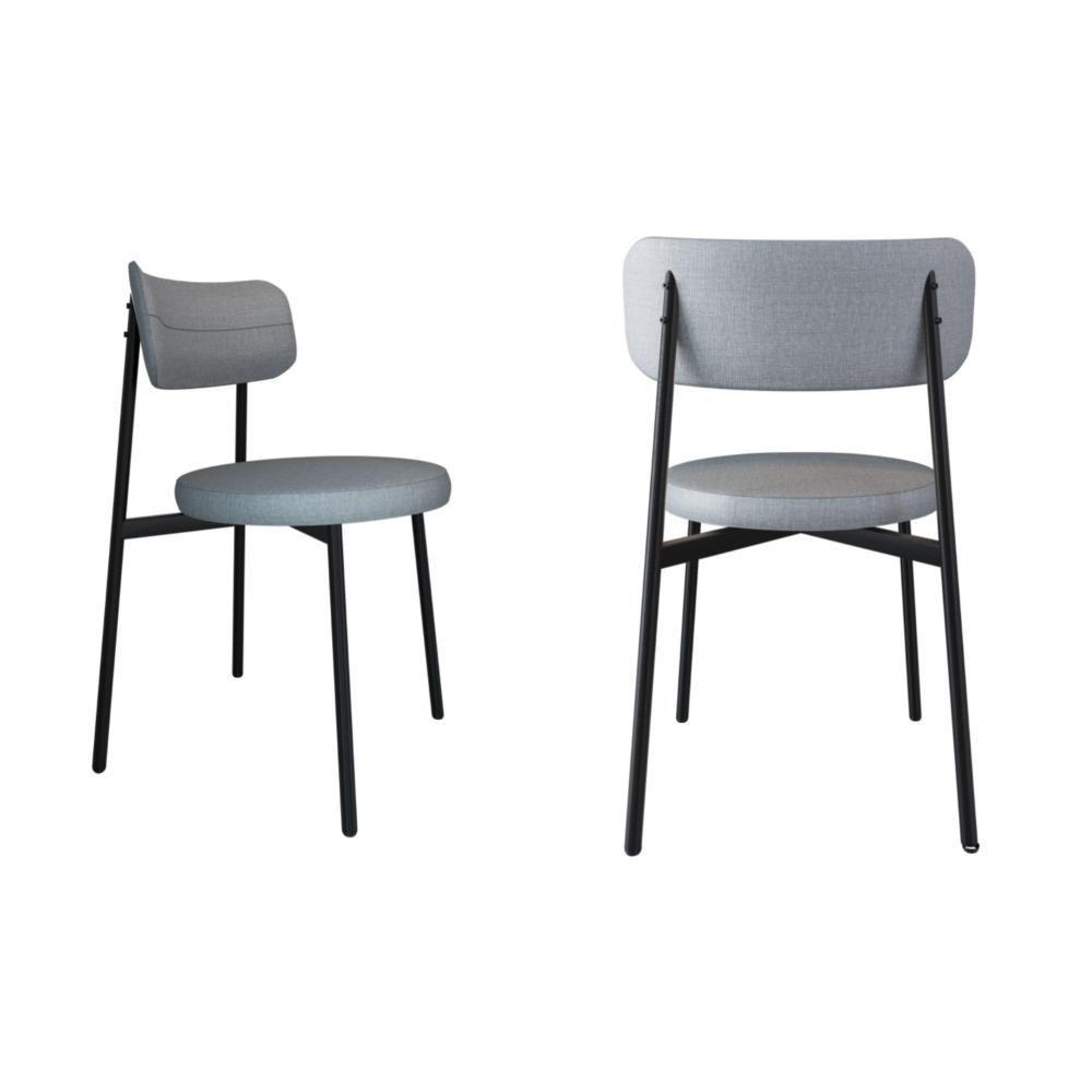Conjunto 2 Cadeiras De Jantar Kyta Corriente Cinza Claro/courino Preto -est.preta - 4