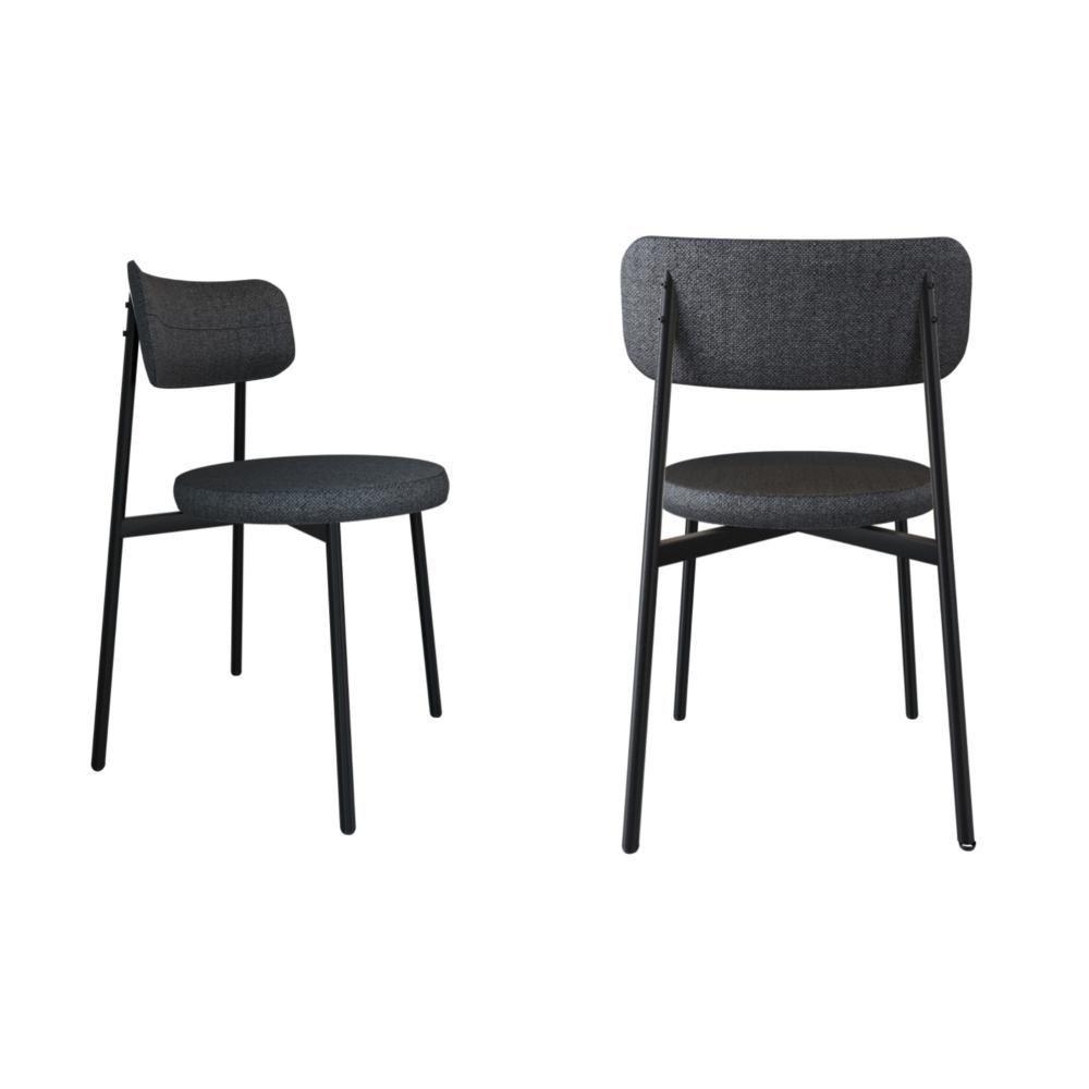 Conjunto 2 Cadeiras De Jantar Kyta Corriente Cinza Claro/courino Preto -est.preta - 5