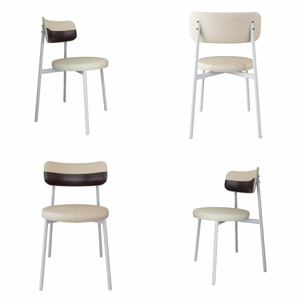 Conjunto 4 Cadeiras De Jantar Kyta Corriente Areia/courino Café -est.branca - 1