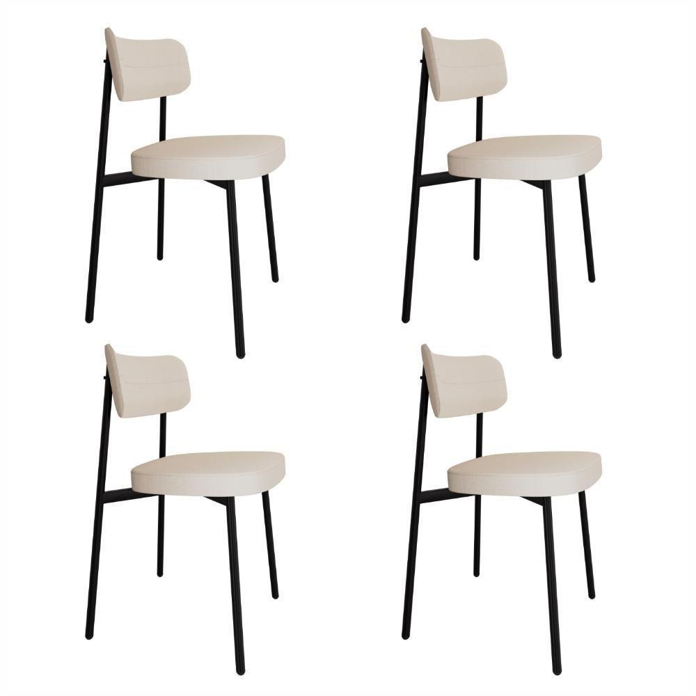 Conjunto 4 Cadeiras De Jantar Alloa Corriente Palha - Est. Preta Corriente Palha - 1