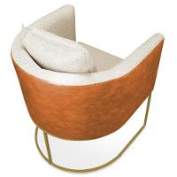 Poltrona Corano Nozes Com Linho Grosso Bege A19 Base Metálica Dourado - 5