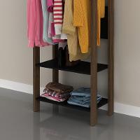 Armário Closet Com Prateleira Cr35007 Preto/Nogal