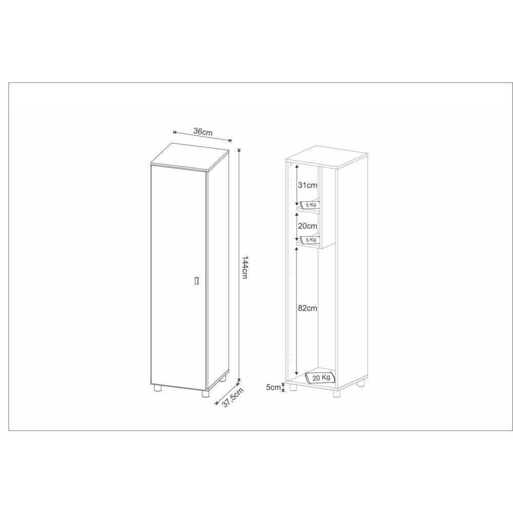 Armário Lavanderia Multiuso Com 1 Porta Cr30004 Branco - 5