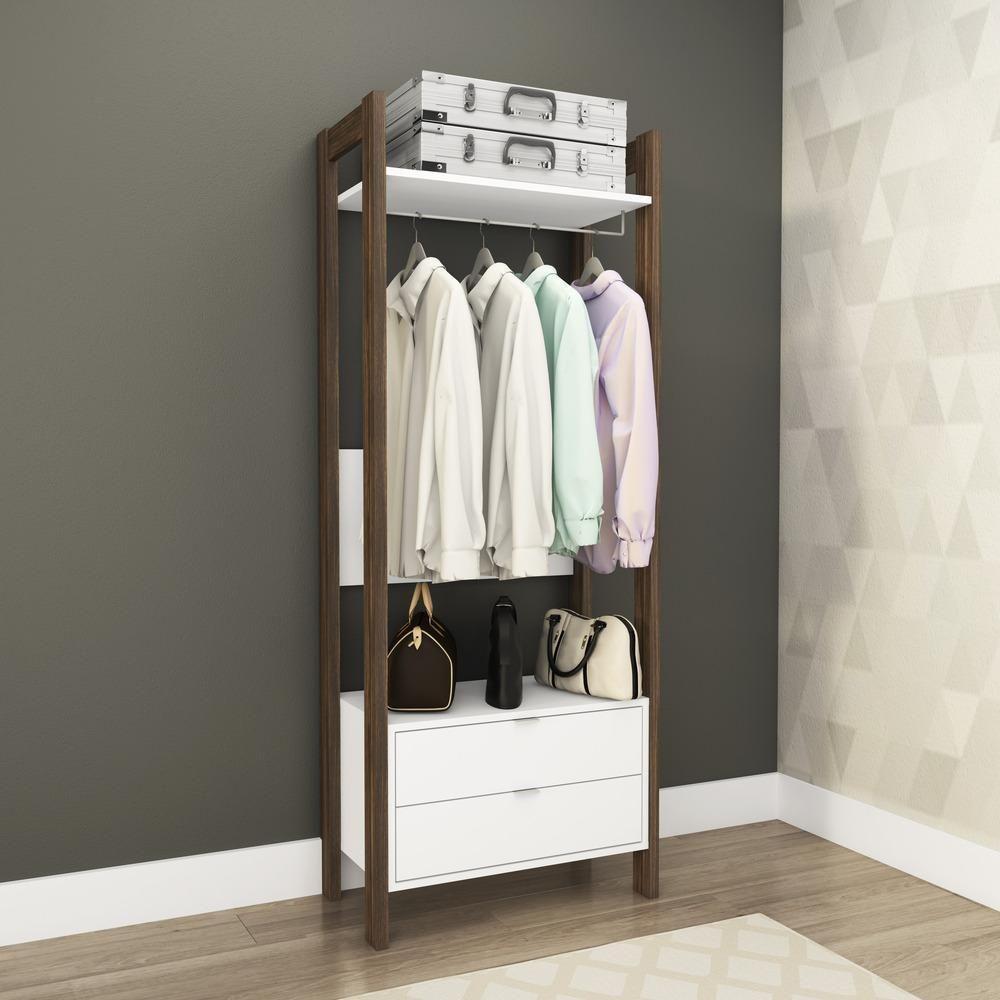 Armário Closet Com 2 Gavetas Cr35001 Branco/Nogal - 1