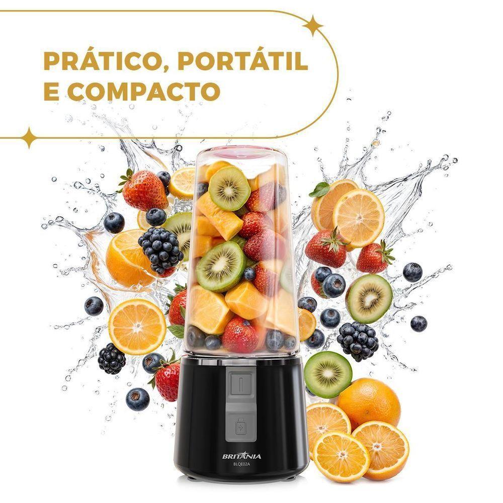 Liquidificador Portátil Britânia 300ml 50W USB BLQE02A Bivolt - 2
