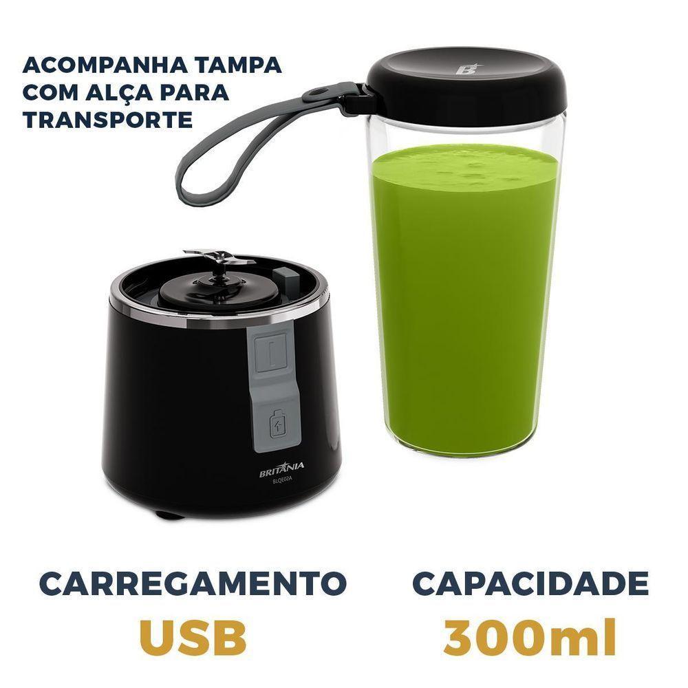 Liquidificador Portátil Britânia 300ml 50W USB BLQE02A Bivolt - 3