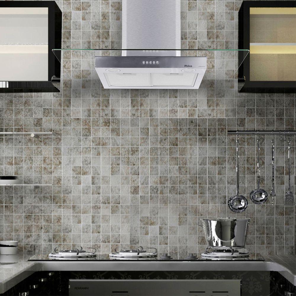 Coifa Flat Philco PCO90I 90cm Led Vidro Inox Exaustor e Depurador 110V - 6