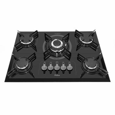 Cooktop a Gás Philco PCT05TC 5 Bocas Vidro Temperado Tripla Chama Preto Bivolt