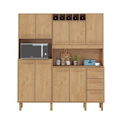 Armário De Cozinha Letícia 1,77 Mt 9 Portas Amêndoa