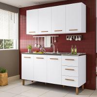 Armário De Cozinha Com Balcão Fortaleza 3 Portas Branco - 1