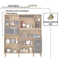 Armário De Cozinha Letícia 1,77 Mt 9 Portas Am Am Grafite - 3