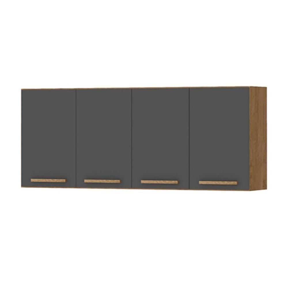 Armário De Cozinha Com Balcão Fortaleza 3 Portas Amêndoa Grafite - 3