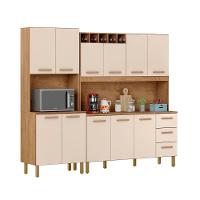 Armário De Cozinha Clara 11 Portas 2,36 Mt Amêndoa Off White - 1