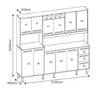 Armário De Cozinha Amanda 11 Portas 2,12mt Amêndoa Off White - 2