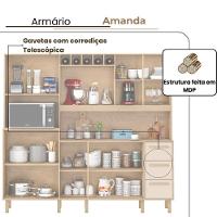 Armário De Cozinha Amanda 11 Portas 2,12mt Amêndoa Off White - 3