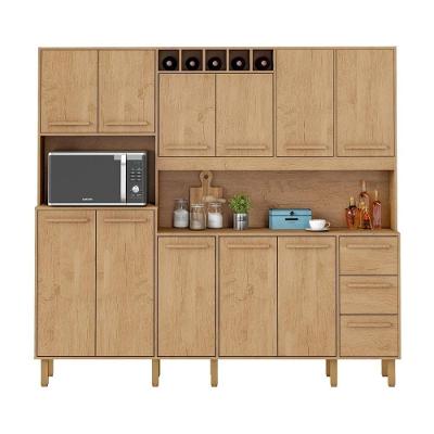 Armário De Cozinha Amanda 11 Portas 2,12mt Amêndoa