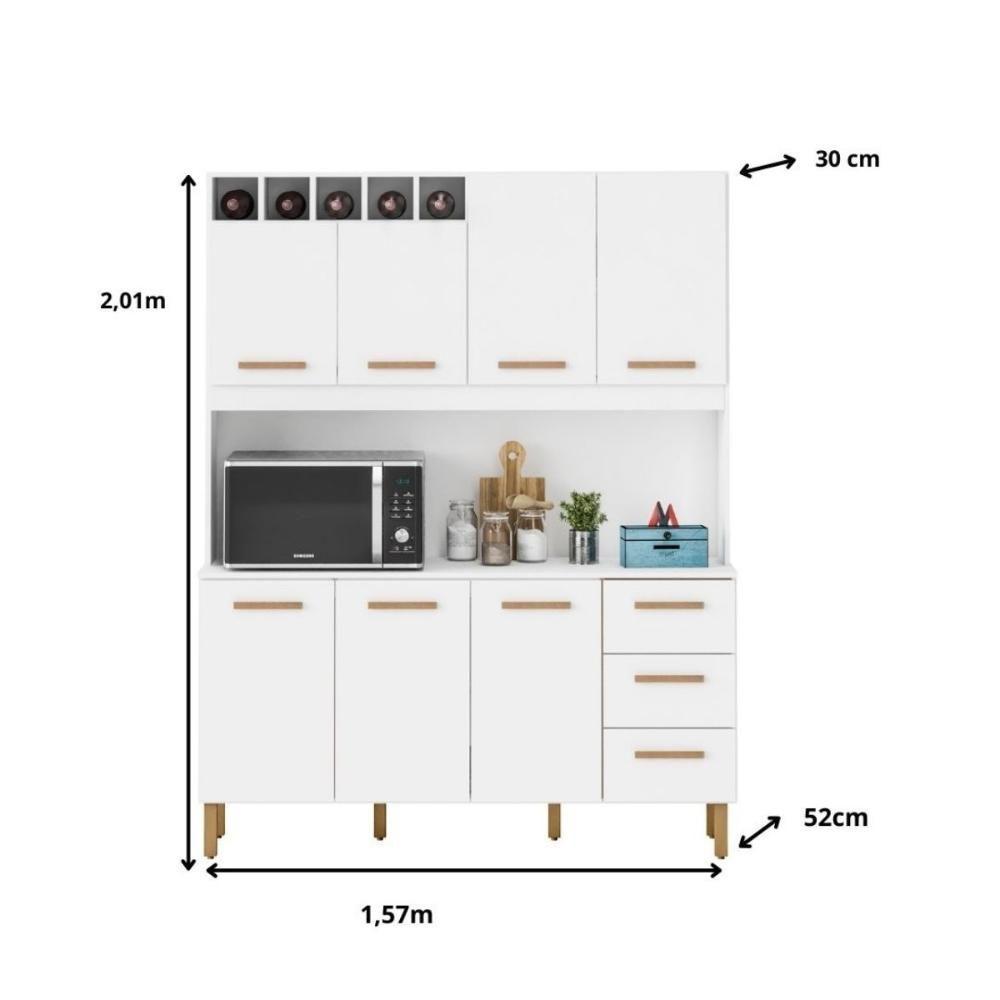 Armário De Cozinha Alice 1,57m Com 7 Portas Branco - 2