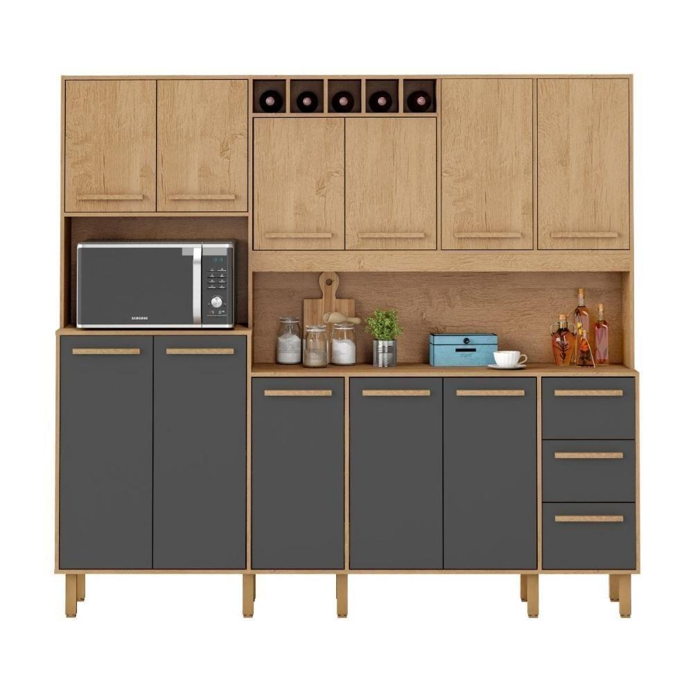 Armário De Cozinha Amanda 11 Portas 2,12mt Am Am Grafite - 1