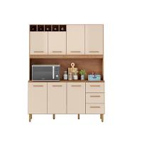 Armário De Cozinha Alice 1,57m Com 7 Portas Amêndoa Off White - 1