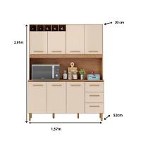 Armário De Cozinha Alice 1,57m Com 7 Portas Amêndoa Off White - 2