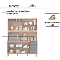 Armário De Cozinha Alice 1,57m Com 7 Portas Amêndoa Grafite - 3