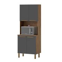 Paneleiro Cozinha Clarice 4 Portas Amêndoa Grafite - 1