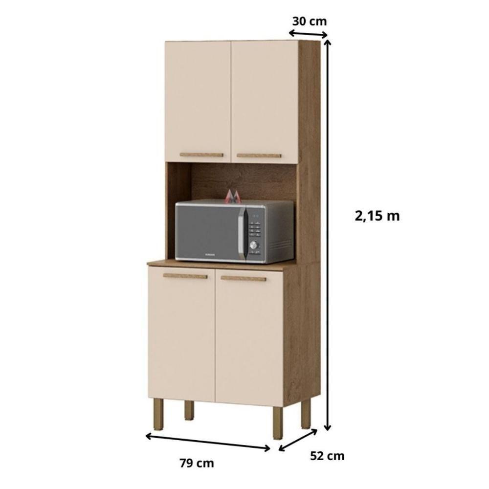 Paneleiro Cozinha Clarice 4 Portas Amêndoa Off White - 3