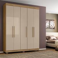 Guarda-roupa Portugal 5 Portas 4 Gavetas Amêndoa Off White - 1