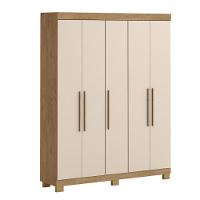 Guarda-roupa Portugal 5 Portas 4 Gavetas Amêndoa Off White - 2