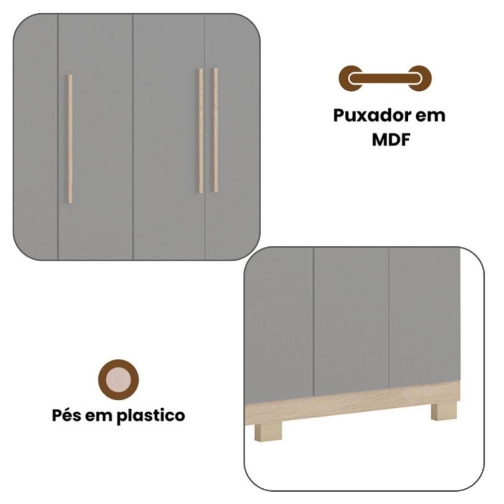 Guarda-roupa Portugal 5 Portas 4 Gavetas Amêndoa Grafite - 3