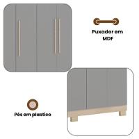 Guarda-roupa Portugal 5 Portas 4 Gavetas Amêndoa Grafite - 3