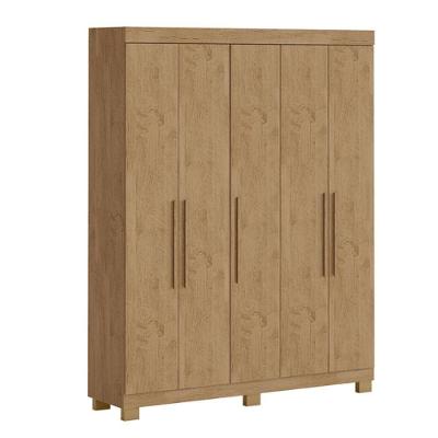 Guarda Roupa Casal Portugal 5 Portas Bater 4 Gavetas Amêndoa Milani Movelaria