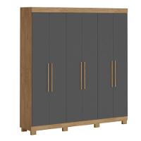 Guarda-roupa Mônaco 6 Portas 4 Gavetas Amêndoa Grafite - 2