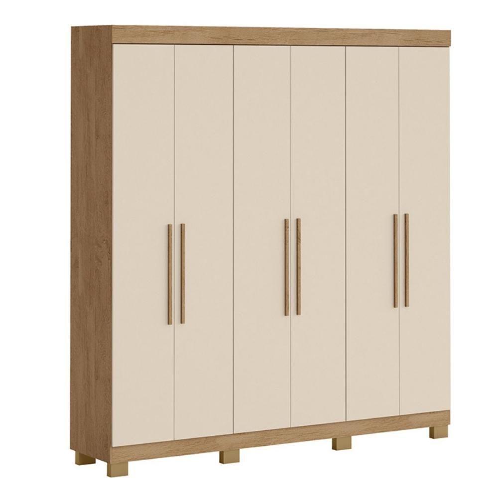 Guarda-roupa Mônaco 6 Portas 4 Gavetas Amêndoa Off White - 2