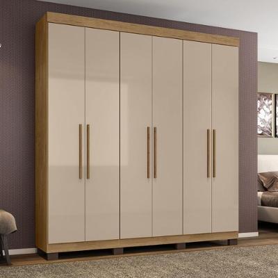 Guarda-roupa Mônaco 6 Portas 4 Gavetas Amêndoa Off White