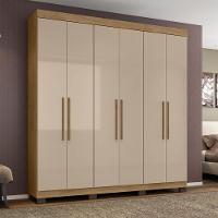 Guarda-roupa Mônaco 6 Portas 4 Gavetas Amêndoa Off White - 1