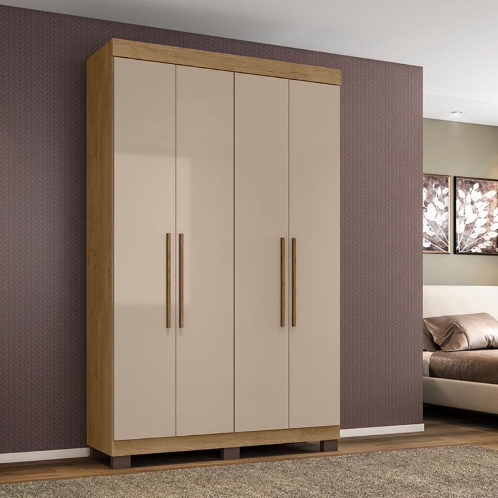 Guarda-roupa Bélgica 4 Portas 2 Gavetas Amêndoa Off White - 1