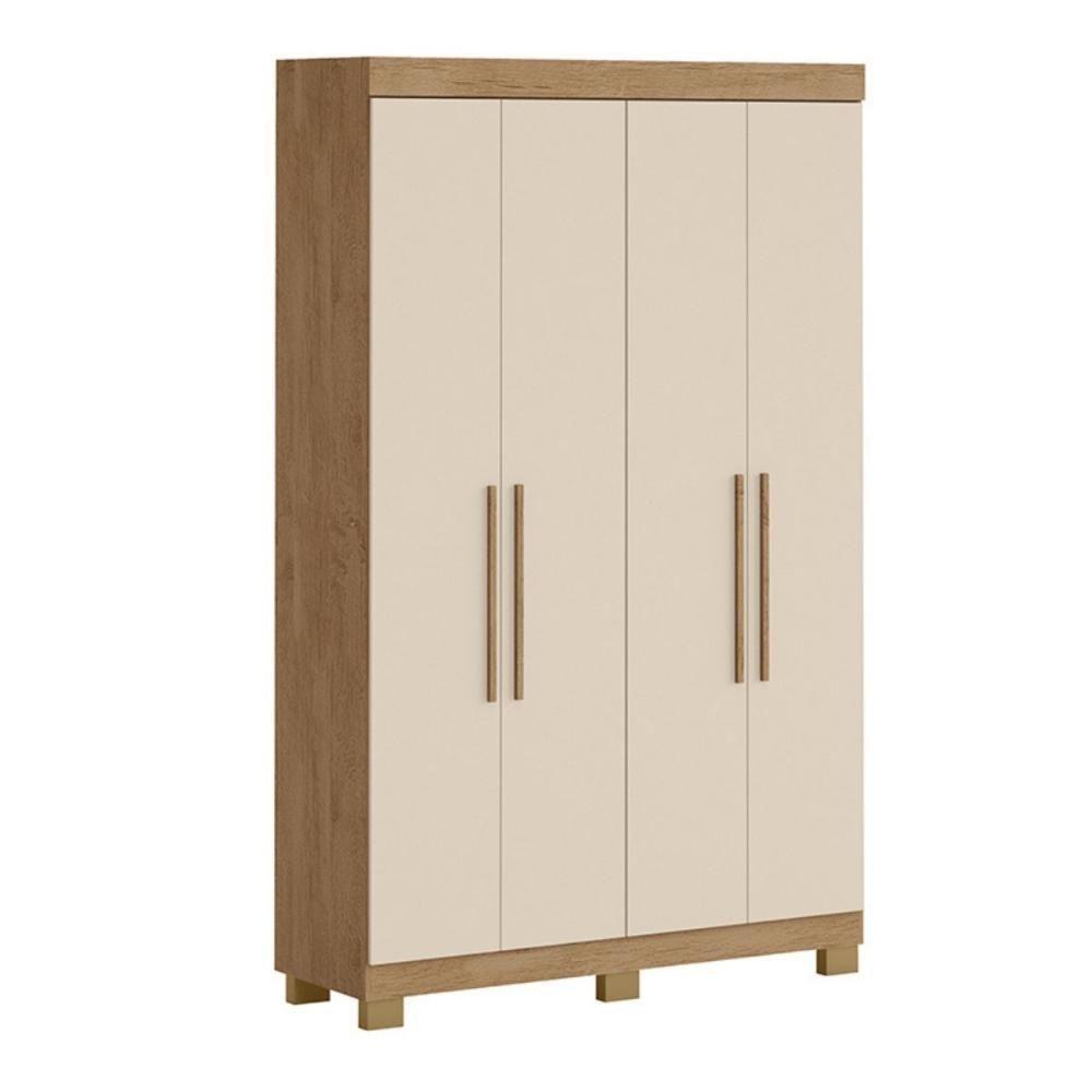 Guarda-roupa Bélgica 4 Portas 2 Gavetas Amêndoa Off White - 2