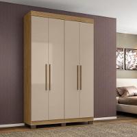 Guarda-roupa Bélgica 4 Portas 2 Gavetas Amêndoa Off White - 1