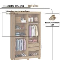 Guarda-roupa Bélgica 4 Portas 2 Gavetas Amêndoa Off White - 3
