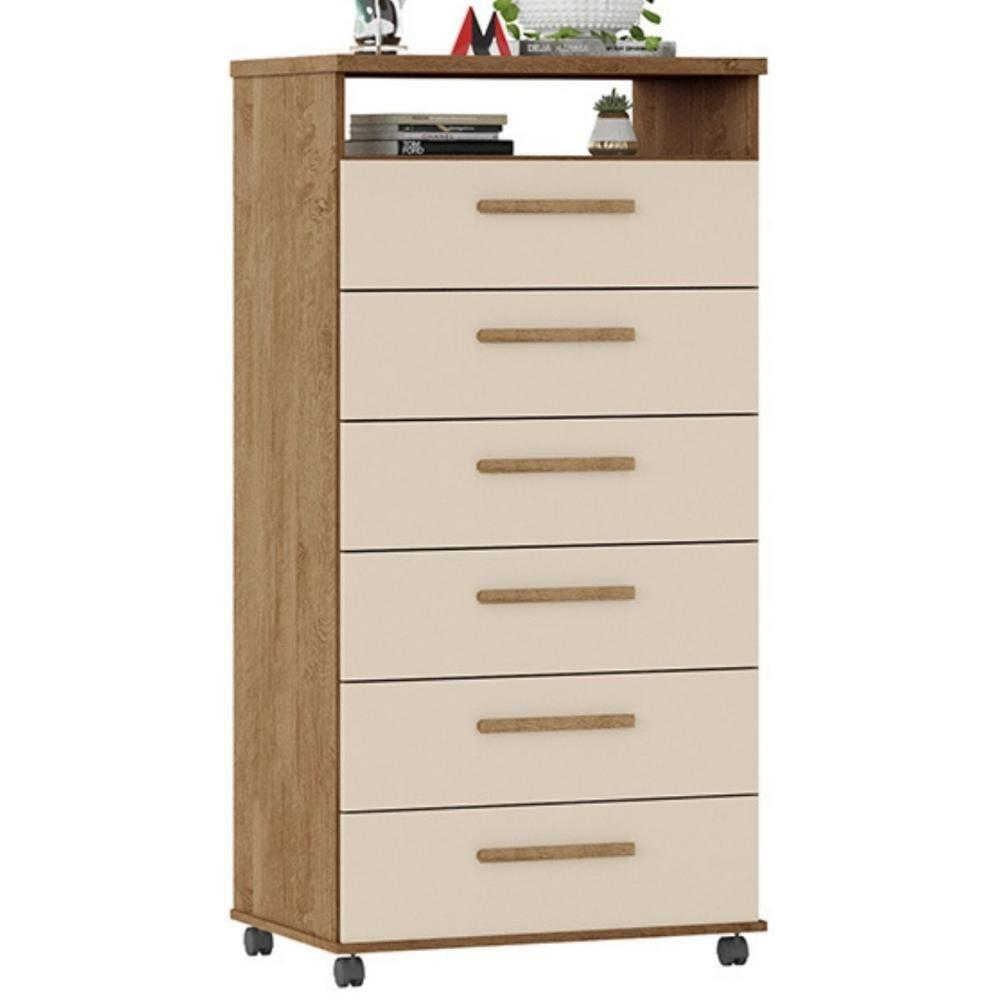 Cômoda Veneza 6 Gavetas Amêndoa Off White - 1